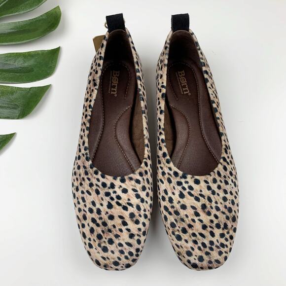 Born Khele Cheetah Print Flats Velvet Faux Suede Upper Slip On Women's 11 - Picture 1 of 9